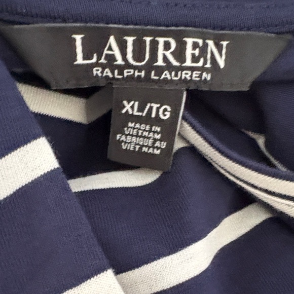 Ralph Lauren Navy and White Striped Tee - Picture 4 of 5